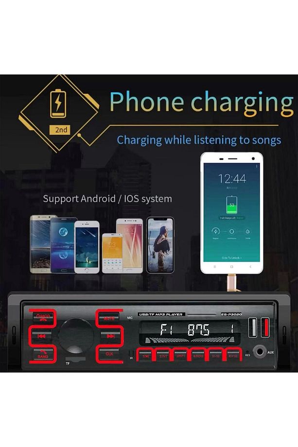 Oto Teyp Bluetooth 5.2 YÜKSEK ÇIKIŞLI YENİ NESİL EKRAN USB, AUX, Hızlı Şarj - 2