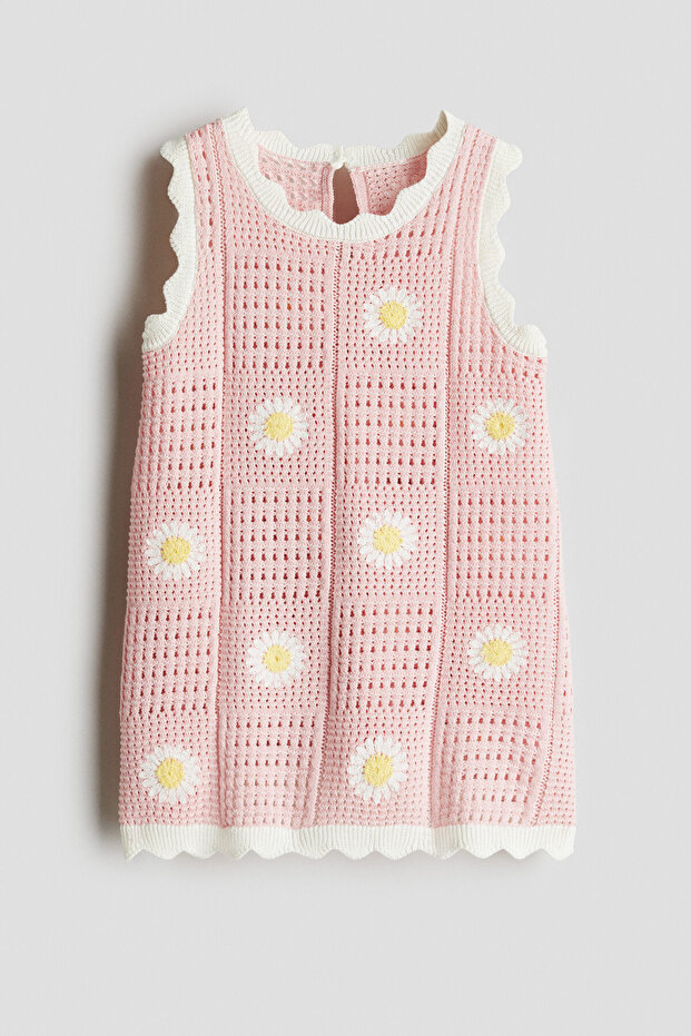 Tığ İşi Görünümlü Elbise - 1