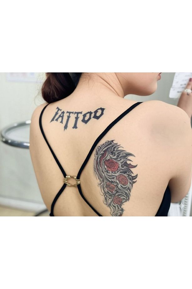 Gerçek Dövme Görünümlü Tribal Gül Modelli 3 Boyutlu Tattoo - 4
