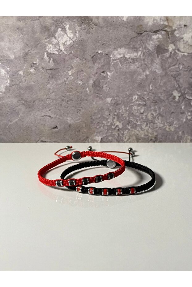 سوار مزدوج من Varisit، Lava، Hematite مكون من قطعتين - سوار مكرامية بتصميم 4 مم قابل للتعديل