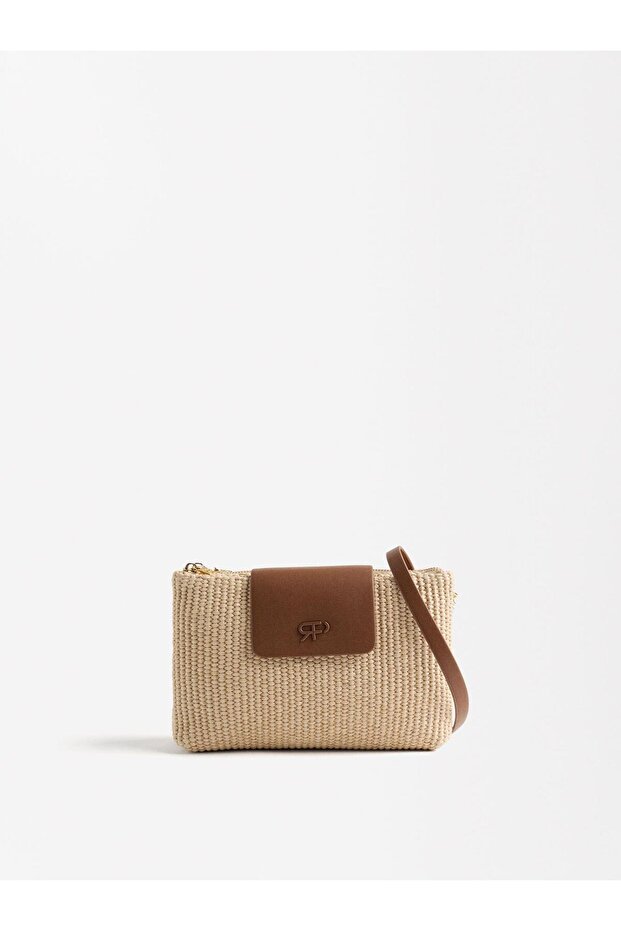 Hasır Görünümlü Çapraz Çanta - 1