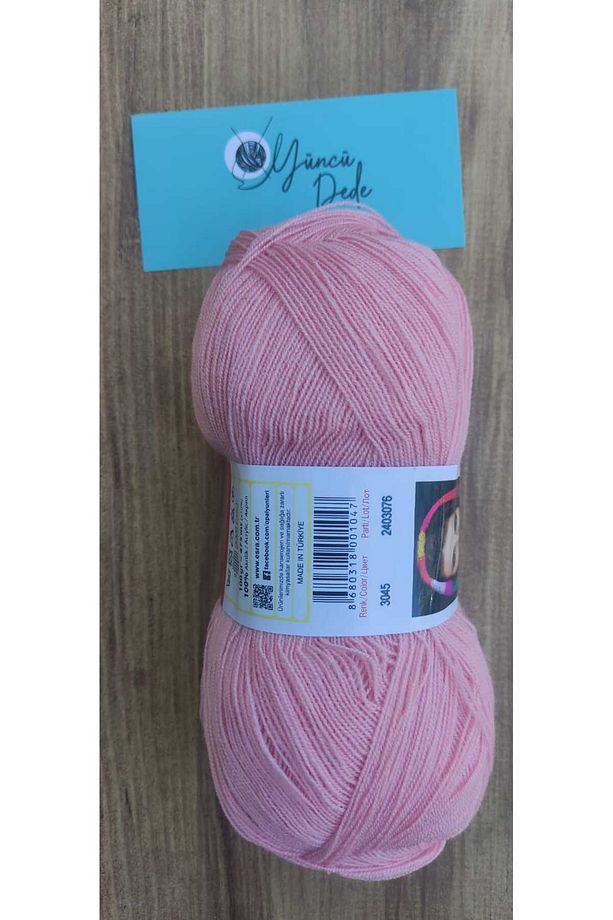 Kristal Lif El Örgü Ipi No:3045 Açık Pembe Kristal Lif Sabunluk Kese Örgü Ipi - 3
