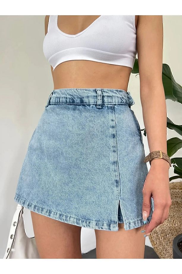 KADIN ŞORT ETEK DENIM KOT ETEK - 2