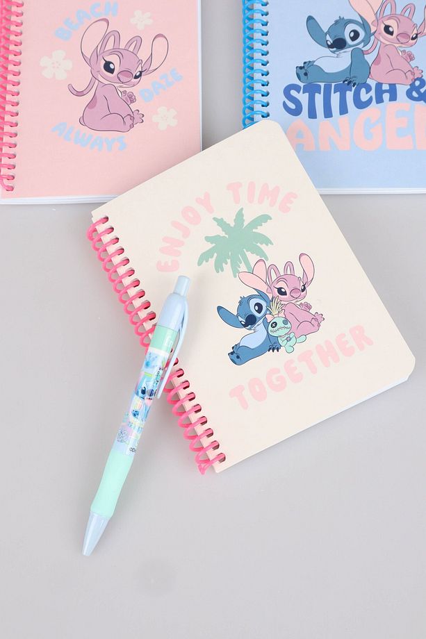 DEKOMUS İLE LİSANSLI LILO & STITCH SPIRALLI A6 80 YAPRAK BLOKNOT İLE VERSATİL UÇLU KALEM 0.7 MM 2'Lİ - 4