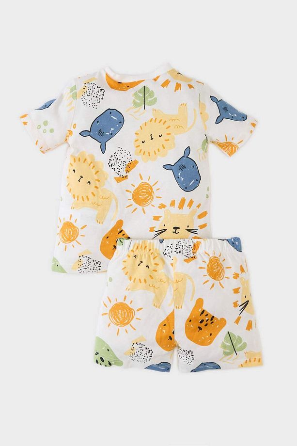 Erkek Bebek Pijama Takımı Desenli Kısa Kollu Penye Üst Şort E1177A525SM - 4