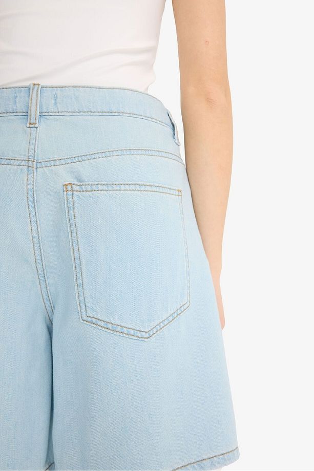 Yüksek Bel Yumuşak Jean Bermuda Şort E0960ax25sm - 6