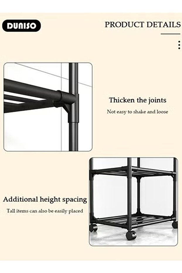 Duniso 5-tier Storage Rack, Stable Kitchen Shelf Organizer With Wheels, Food Storage Unit - 6