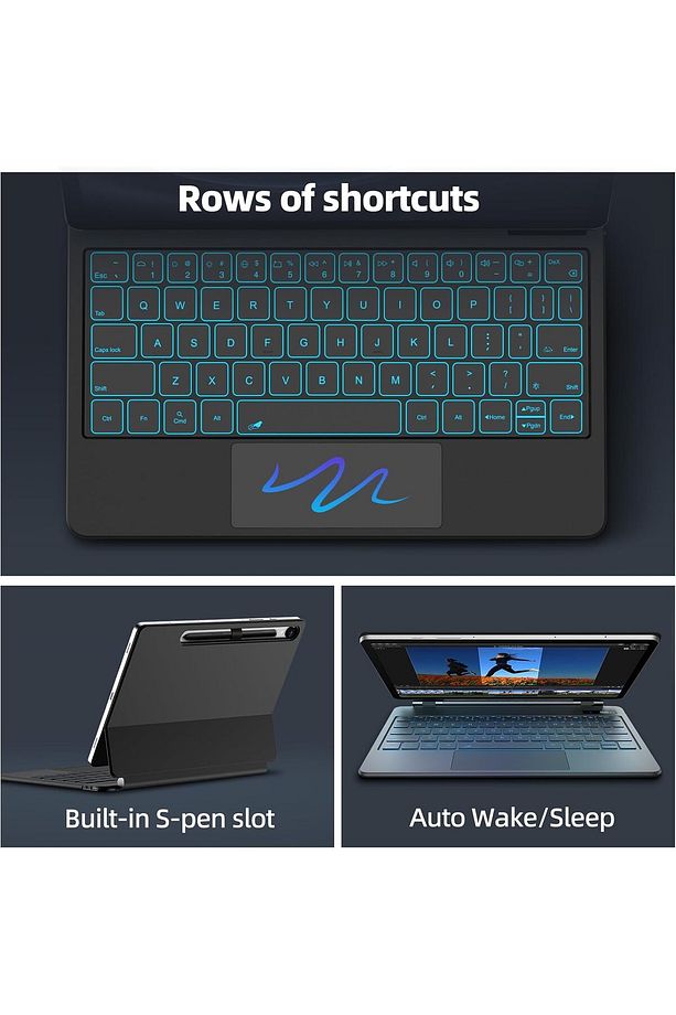 Galaxy Tab S9 Fe/s10 Fe 10,9" Uyumlu Magic Keyboard Touchpad Işıklı Klavyeli Kılıf Sm-x520 - 3