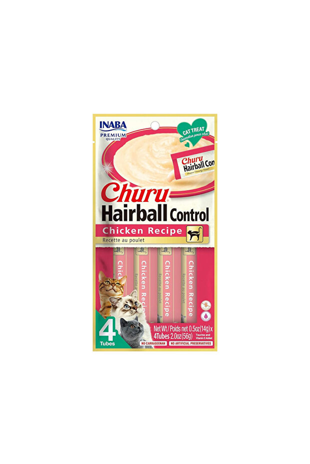 Inaba Churu Hair Ball Control Chicken Recipe Lickable Cat Treats - 56g