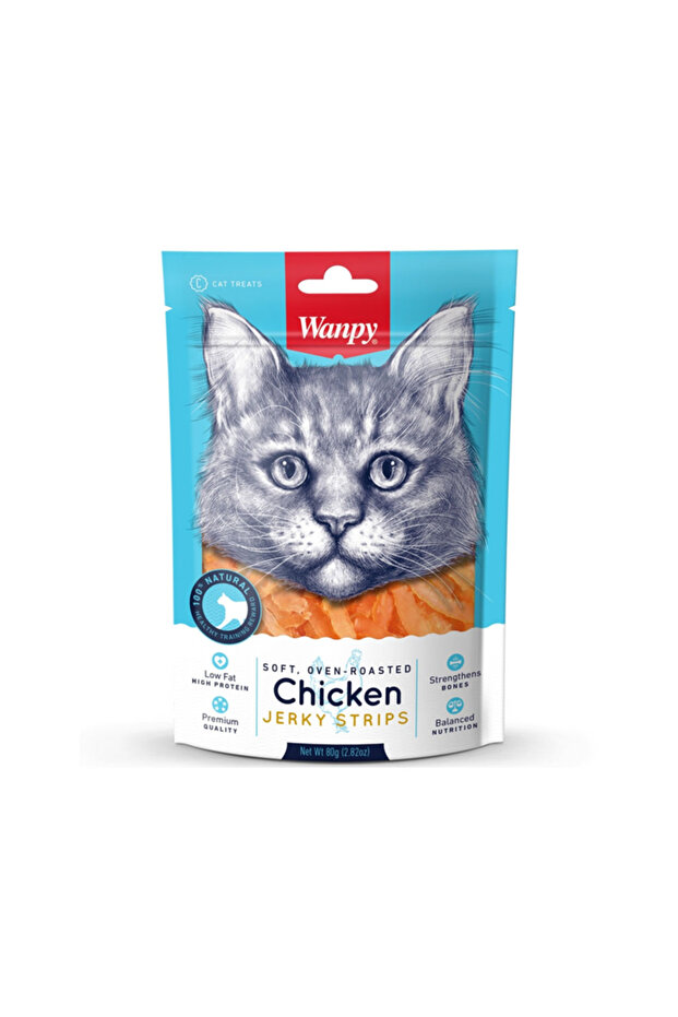 Wanpy Soft Chicken Jerky Strips Cat 80G