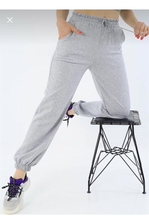 Women's Gray Tracksuit with Elastic Legs