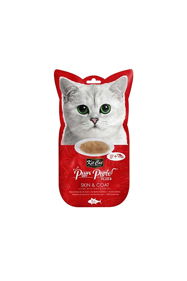 Kit Cat Puree Plus+ Tuna & Fish Oil (Skin & Coat) Cat Treats - 60g