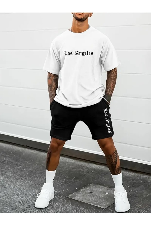 Los Angeles Printed T-Shirt - Shorts Sports Tracksuit Set
