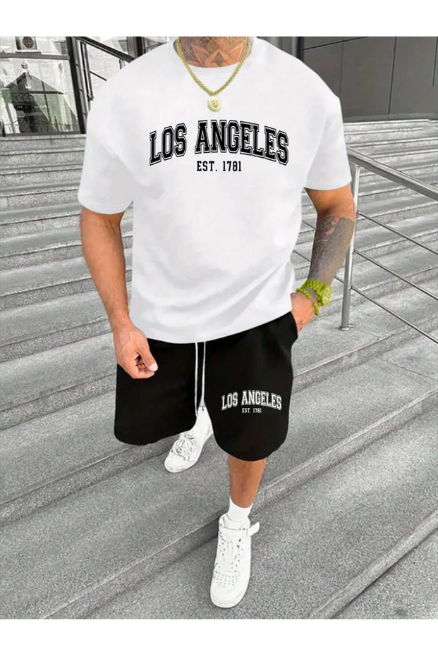 Los Angeles Est. 1781 Printed T-Shirt - Shorts Sports Tracksuit Set