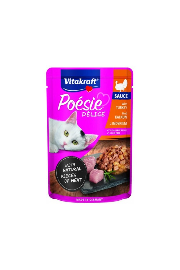 Vitakraft Poesie Delice with Turkey in Sauce Cat Food Pouch - 85 g - Pack of 12