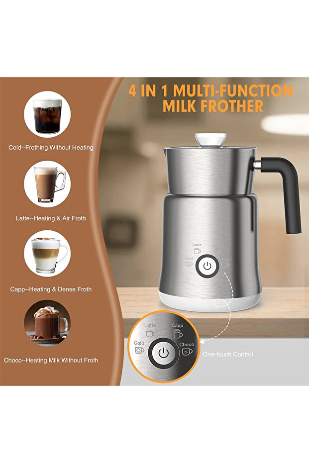 EU <0.5L DEVISIB 4 in 1 Multi-function Milk Frother Electric Hot and Cold for Making Latte Cappuccin - 4