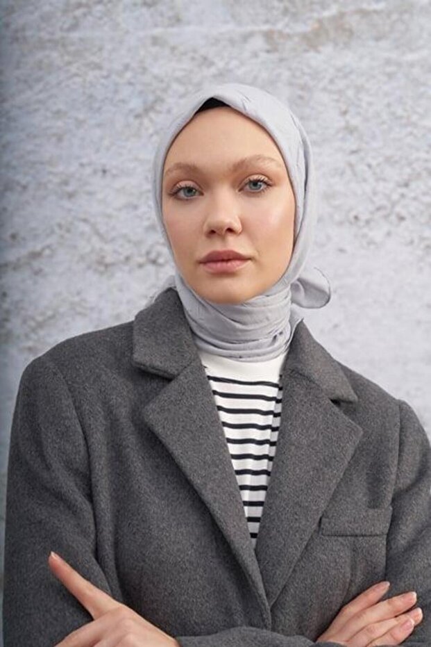 Bambu Kraş Eşarp 3286-Gümüş - 2