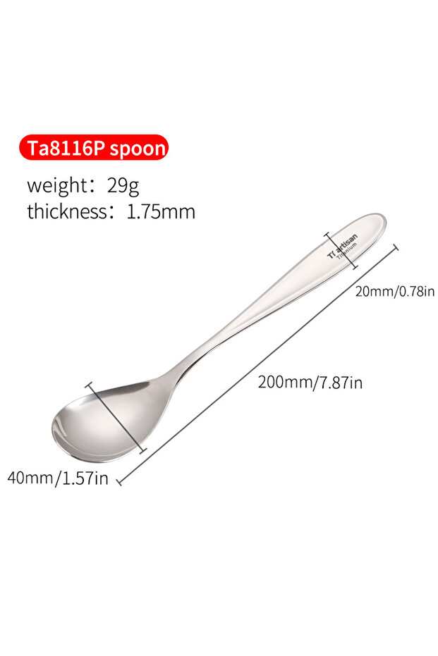 Ta8116P Tiartisan Titanium Ultra-light Durable Portable Sandblasting Fork Polished Spoon Cutlery Tab