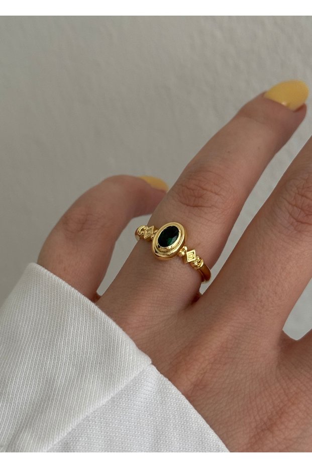 Fonsi Green Stone Vintage Ring (Size Can Be Adjusted)