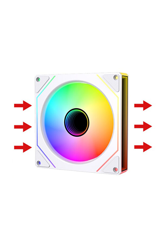 مروحة A-RGB WHITE بيضاء عادية Prism 7 Pro مقاس 120 مم عبوة واحدة مروحة ARGB مرآة لا متناهية سلسلة ديزي