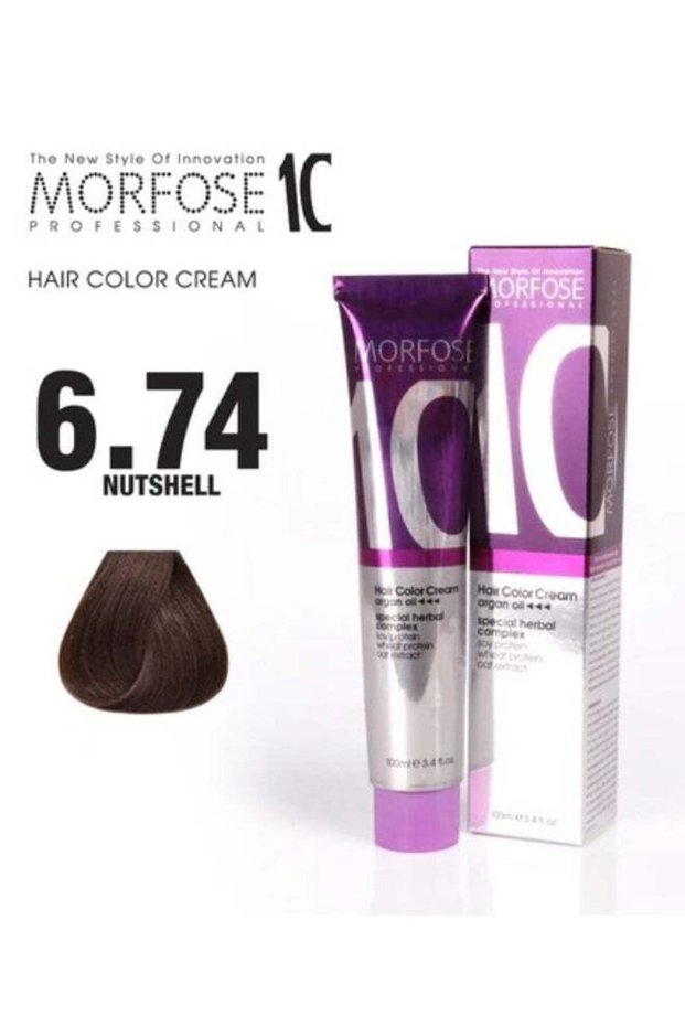 Morfose 10 Hair Color Cream with Argan Oil - 6.74 Nut Shell Hair Color