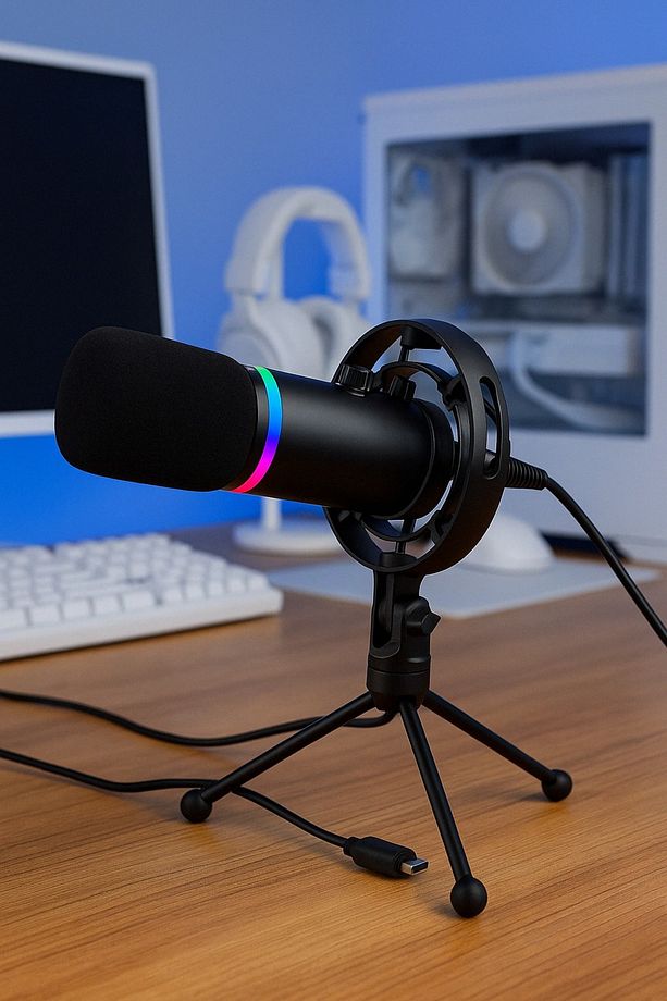 RGB Profesyonel Stüdyo Mikrofon Kayıt USB/XLR Çift Modlu Podcast Dinamik Mikrofon Masaüstü Q1 - 5