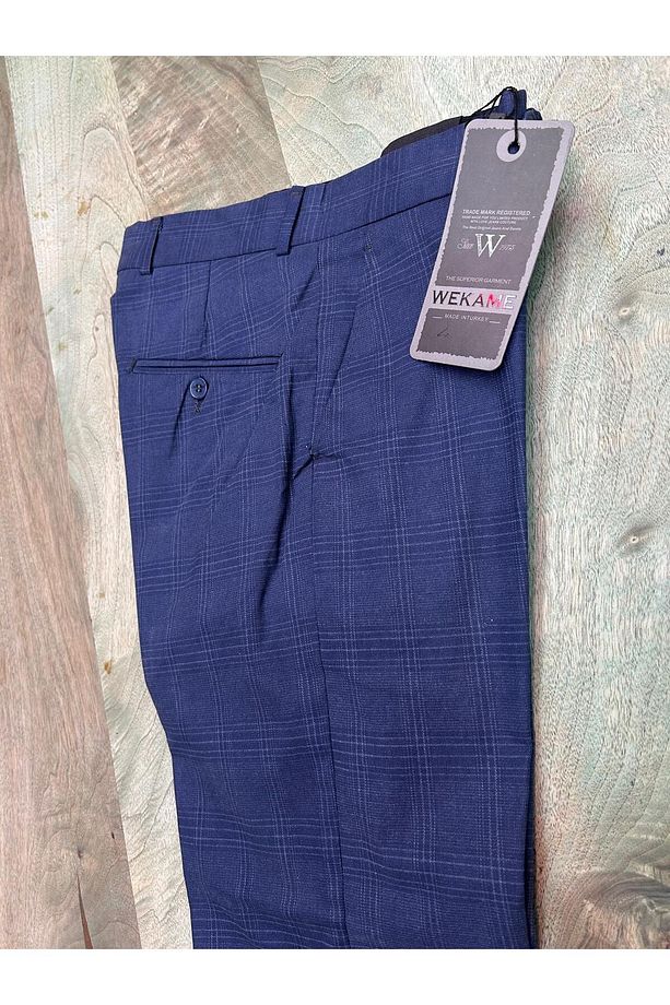 Erkek Yazlık Slim Fit Kesim Likralı Bilek Boy Ekose Kumaş Pantolon - 2