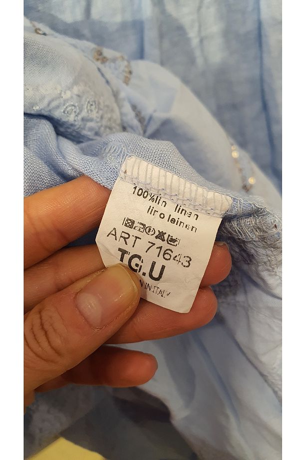 Pullu Kısa Keten Elbise - 4
