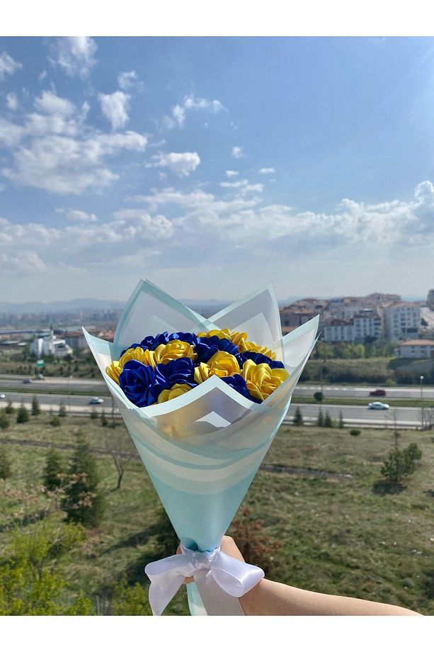 Senden Önce Senden Sonra Çiçek Buketi Solmayan Yapay Gül Buketi Fenerbahçe (NOT YAZILIR) 14 Adet - 3