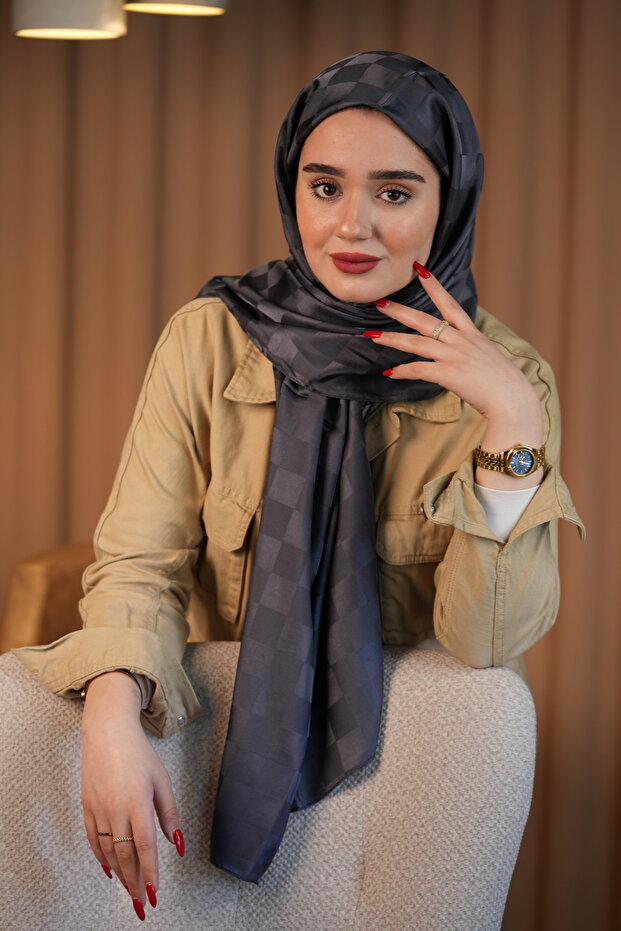 شال جاكار بنمط الشطرنج - 1