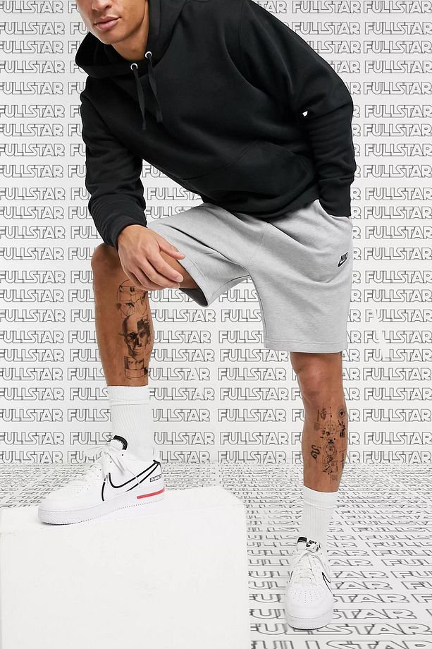 Tech Fleece Unisex Gray Shorts Pamuk Polyester Erkek Şort Gri - 3