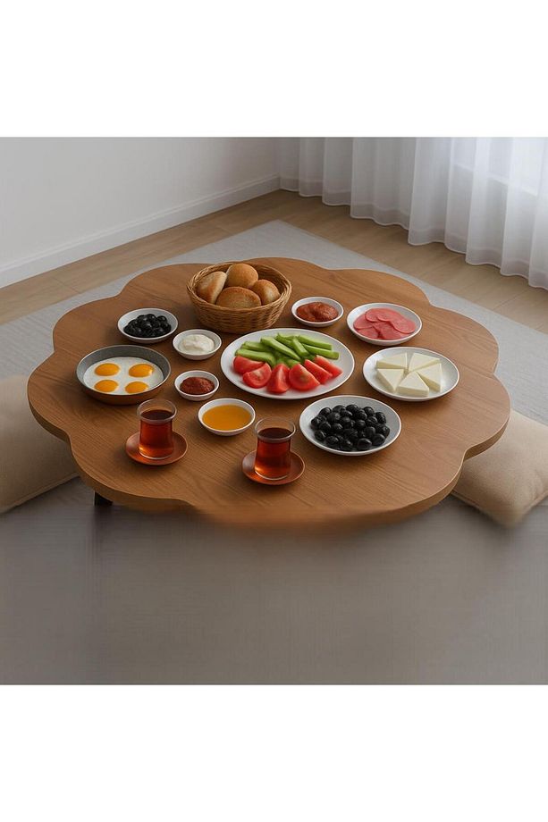 Yaprak Form Katlanabilir Yer Piknik Ve Kahvaltı Sofrası Sahil Kamp Sofrası Dekoratif Şık Modern - 1