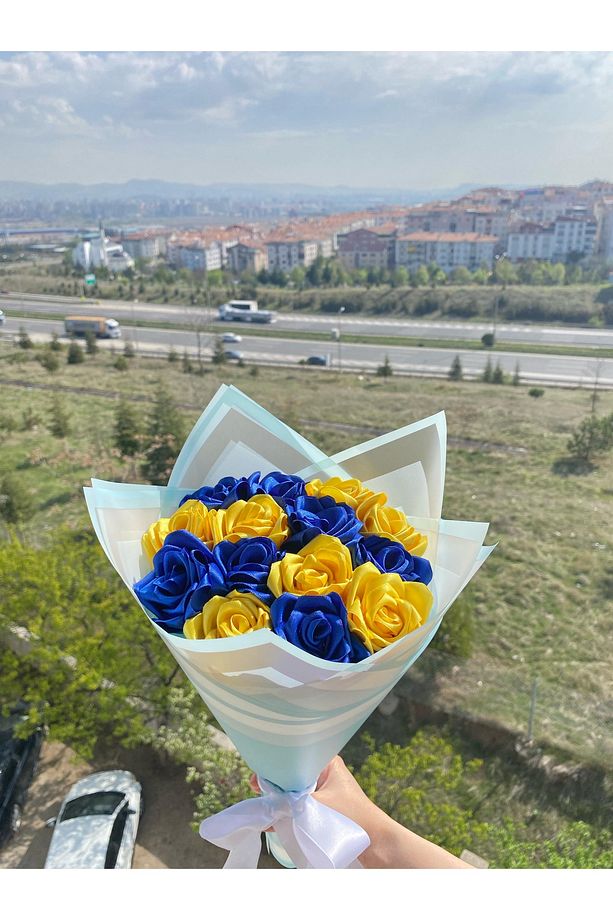 Senden Önce Senden Sonra Çiçek Buketi Solmayan Yapay Gül Buketi Fenerbahçe (NOT YAZILIR) 14 Adet - 4