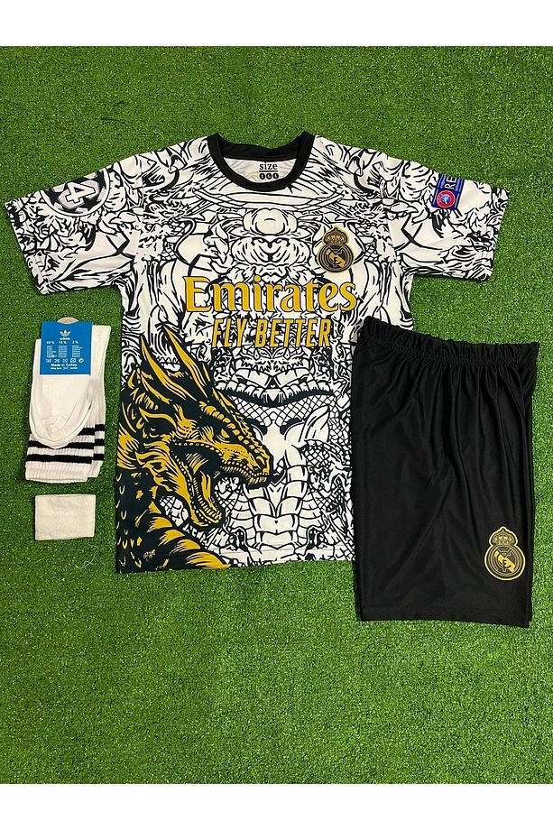 R.E.A.L. M.A.D.R.İ.D 2024-25 A.R.D.A. G.Ü.L.ER DRAGON ÇOCUK FORMASI 4'LÜ SET (BLACK-WHİTE) - 2