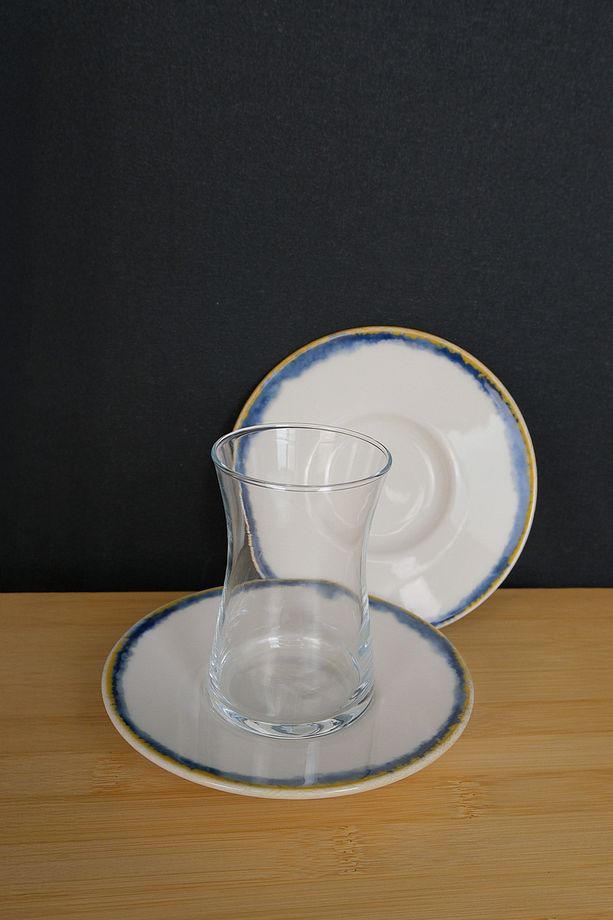 Heybeli 6 Kişilik 12 Parça Çay Seti 160ml Mavi TL4052310 C320.225 - 3