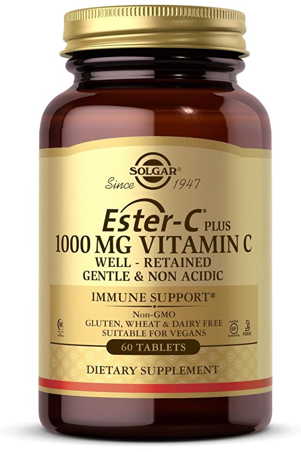 Solgar - Ester-C Plus Vitamin C (Ester-C Ascorbate Complex) 1000 mg, 60 Tablets - 1