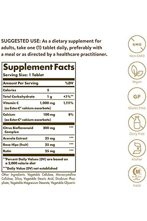 Solgar - Ester-C Plus Vitamin C (Ester-C Ascorbate Complex) 1000 mg, 60 Tablets - 4