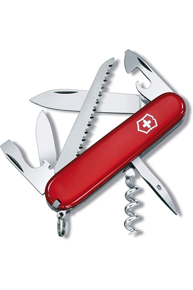 Camper Swiss Army Pocket Knife, Medium, Multi Tool, 13 Functions,Bottle Opener, Red - 1