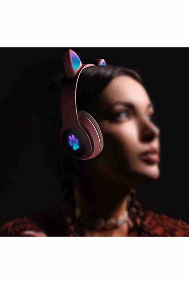 C30 RGB Ledli Kablosuz Bluetoothlu Kedi Tasarım Kulaklık - 6