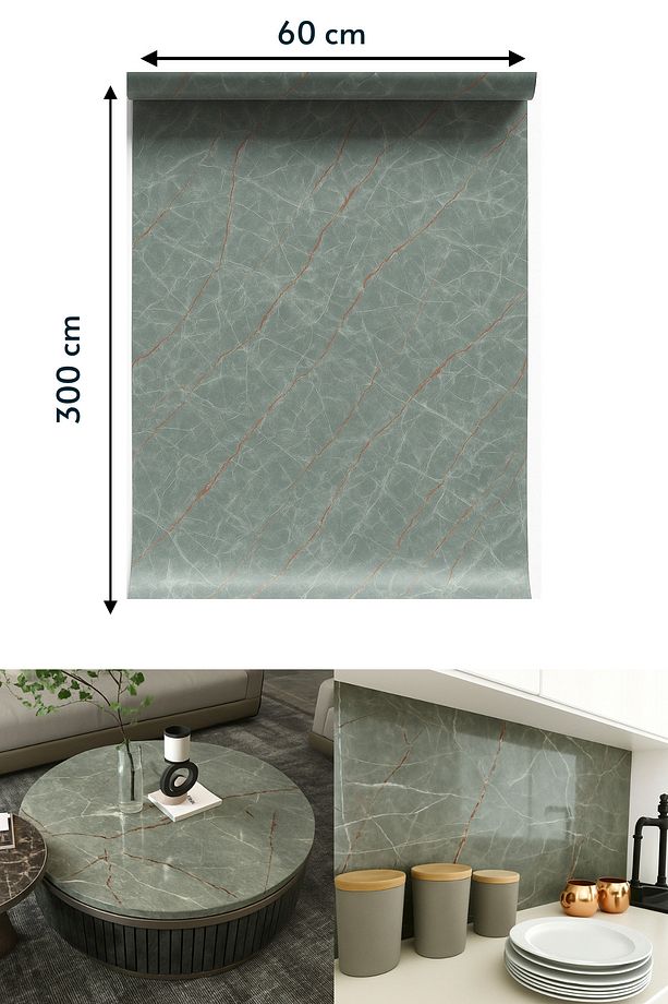 Kendinden yapışkanlı Mermer Desen Folyo Tezgah Mutfak Banyo Duvar Kaplama 60cmX300cm - 7