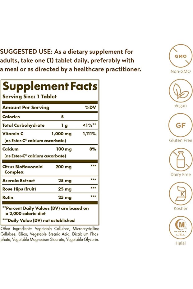 Solgar - Ester-C Plus Vitamin C (Ester-C Ascorbate Complex) 1000 mg, 60 Tablets - 3