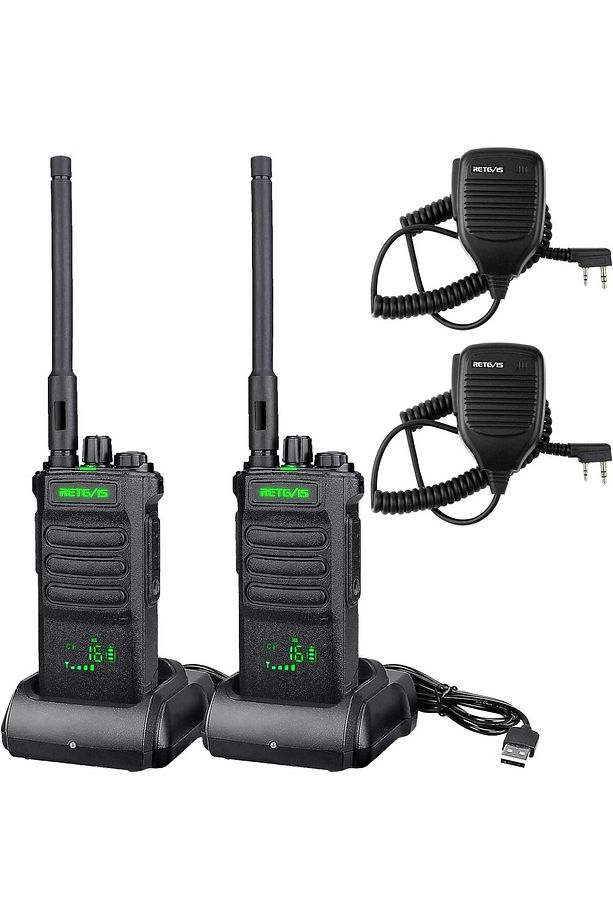 RT86 Uzun Menzilli Telsiz, 2 li Set, Hoparlör Mikrofonlu, 2600 mAh Batarya, Kablosuz Klon - 1