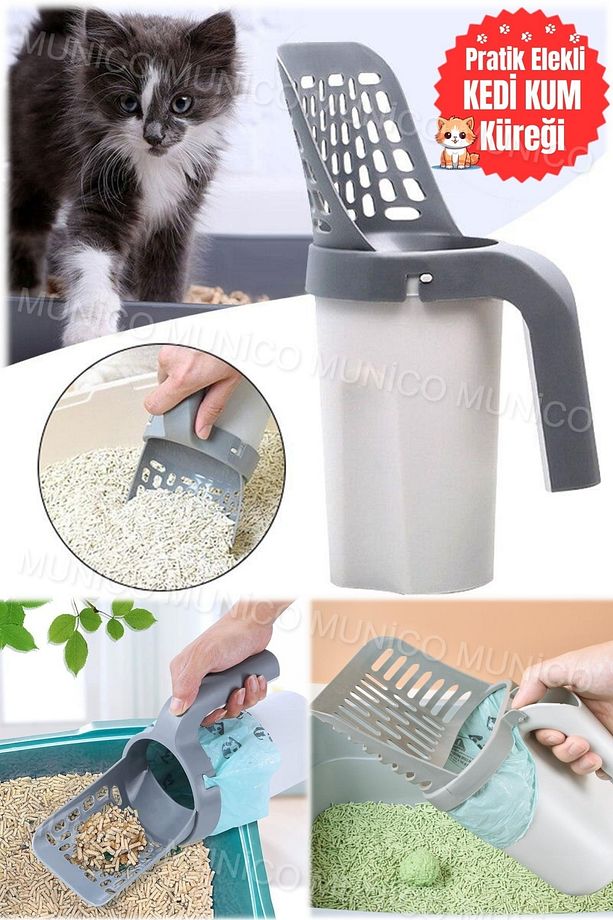 1 Dakikada Kedi Kumu Temizleme Dışkı Toplama Poşet Hazneli Kürek Temizlik Aparatı Küreği Kepçe - 4