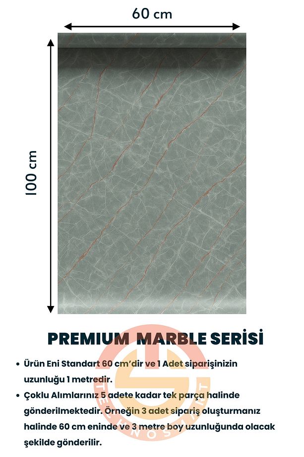 60x100cm Kendinden Yapışkanlı Mermer Desen Duvar Kağıdı Kaplama Mutfak Tezgeh Masa Folyo - 5