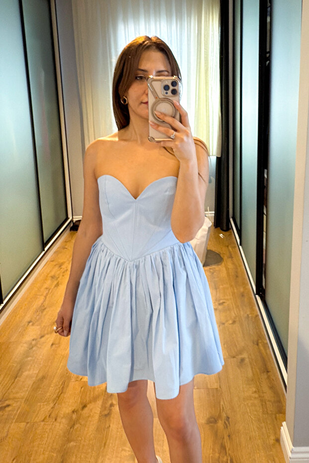 KALP YAKA MİNİ ELBİSE - 4