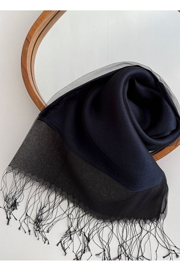 İpekli Çift Kat Tüllü Şal - 1