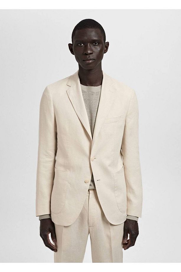 %100 Keten Slim Fit Salerno Blazer Ceket - 1