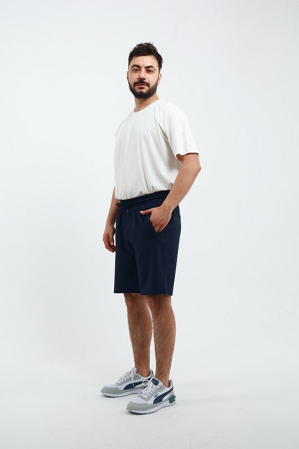Erkek Cep Fermuarlı ve Arka Cepli Paraşüt Kumaş (Dokuma) Spor Likra Bermuda Şort - 5