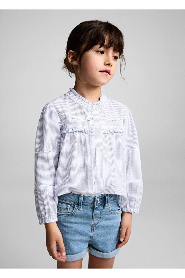 Kıvrılmış Paçalı Denim Şort - 1