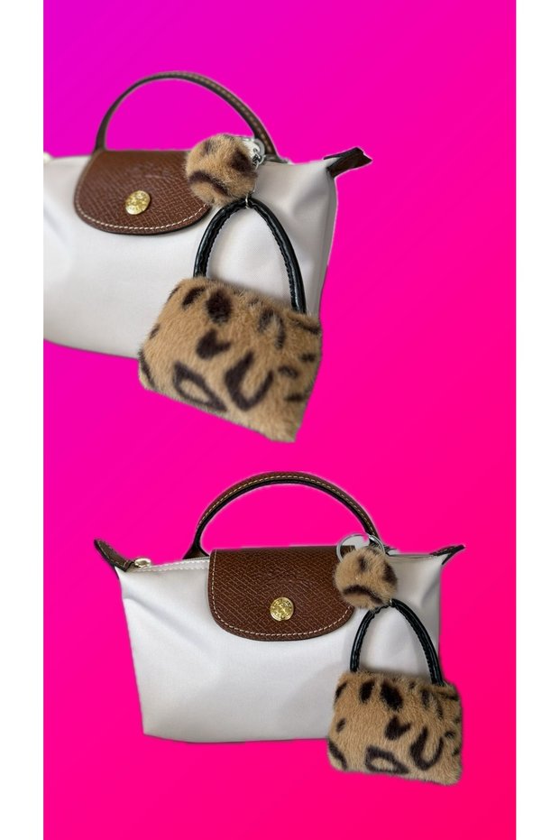 Leopard Handbag, Leopard Pompom Bag Charm